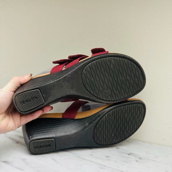 Vionic Park Deanna Red Leather Slide Sandals Women’s Size 6.5 - Picture 7 of 11